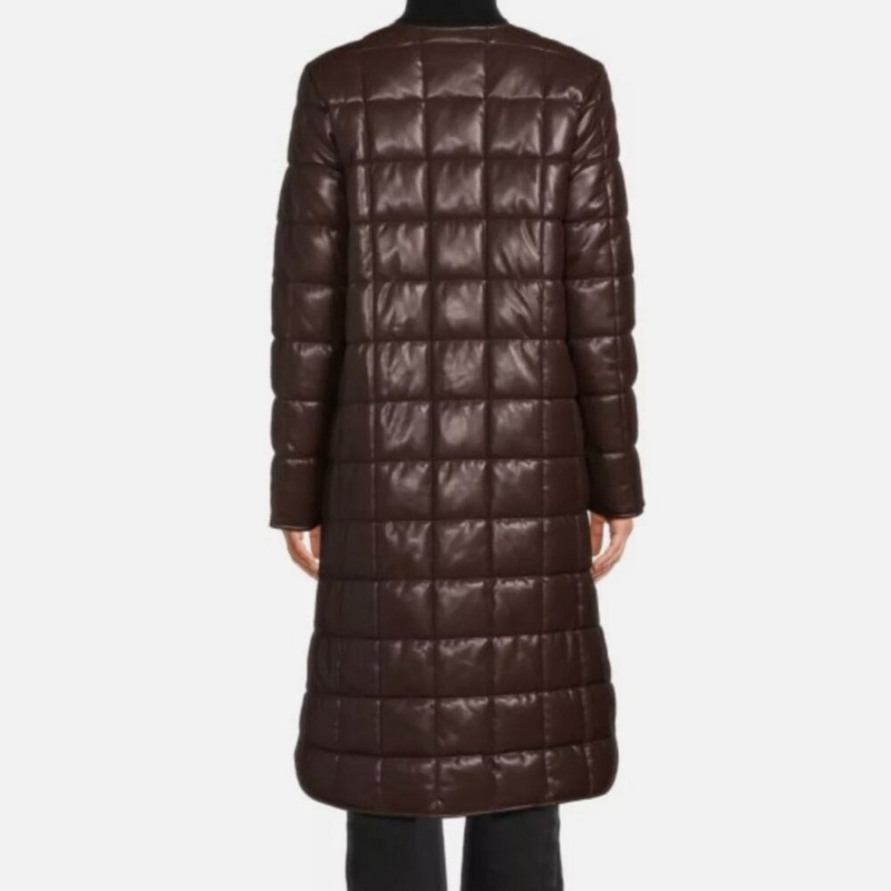Calvin Klein Quilted Faux Leather Puffer Coat NWT Size XL Coffee Bean Brown - Picture 6 of 11